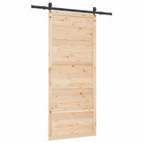 Sliding Door Natural 80 x 208 cm Solid Pine Wood - Rear View