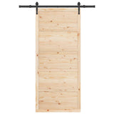 Sliding Door Natural 80 x 208 cm Solid Pine Wood - Top-Down View