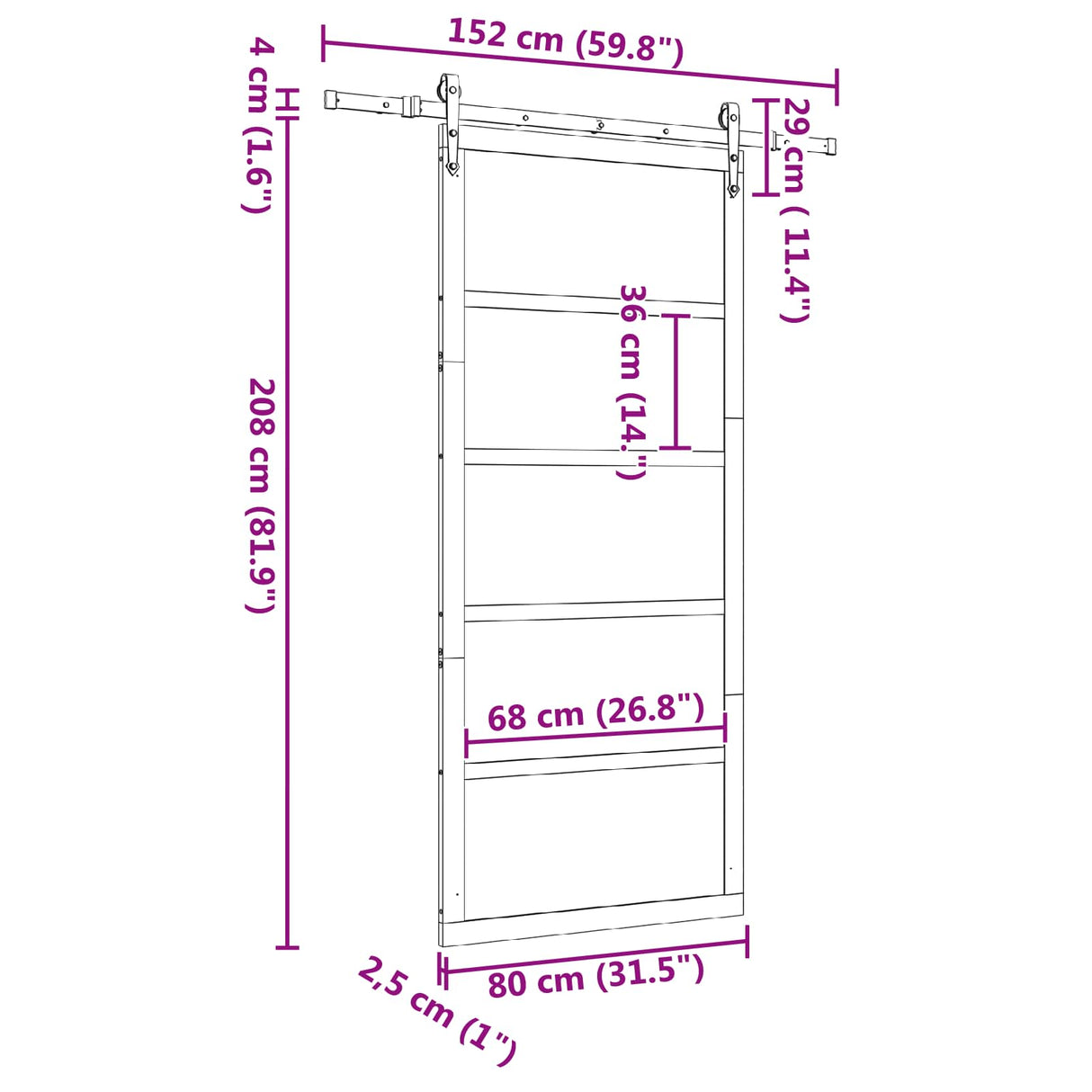Sliding Door Natural 80 x 208 cm Solid Pine Wood
