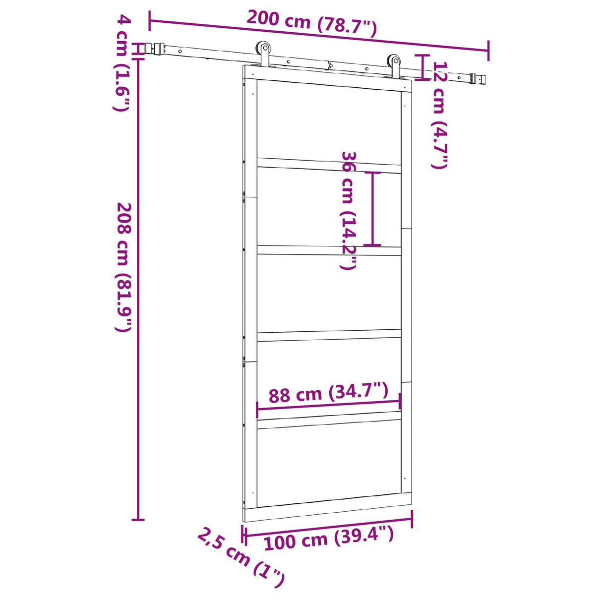 Sliding Door Natural 100 x 208 cm Solid Pine Wood