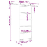 Sliding Door Natural 100 x 208 cm Solid Pine Wood - Low Angle