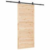 Sliding Door Natural 90 x 208 cm Solid Pine Wood - Rear View