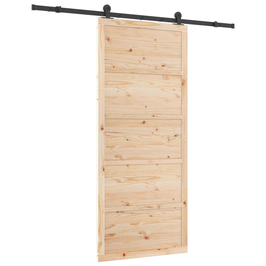 Sliding Door 80 x 208 cm Solid Pine Wood Natural