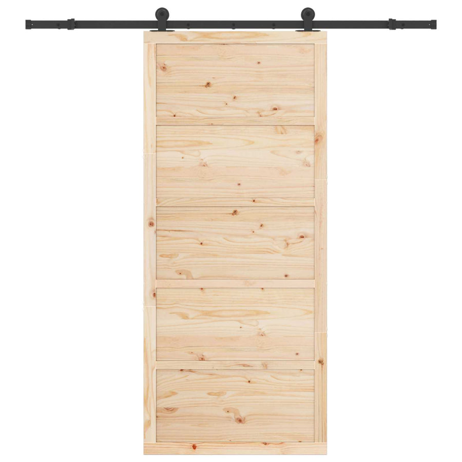 Sliding Door 90 x 208 cm Solid Pine Wood Natural