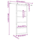 Sliding Door Natural 90 x 208 cm Solid Pine Wood