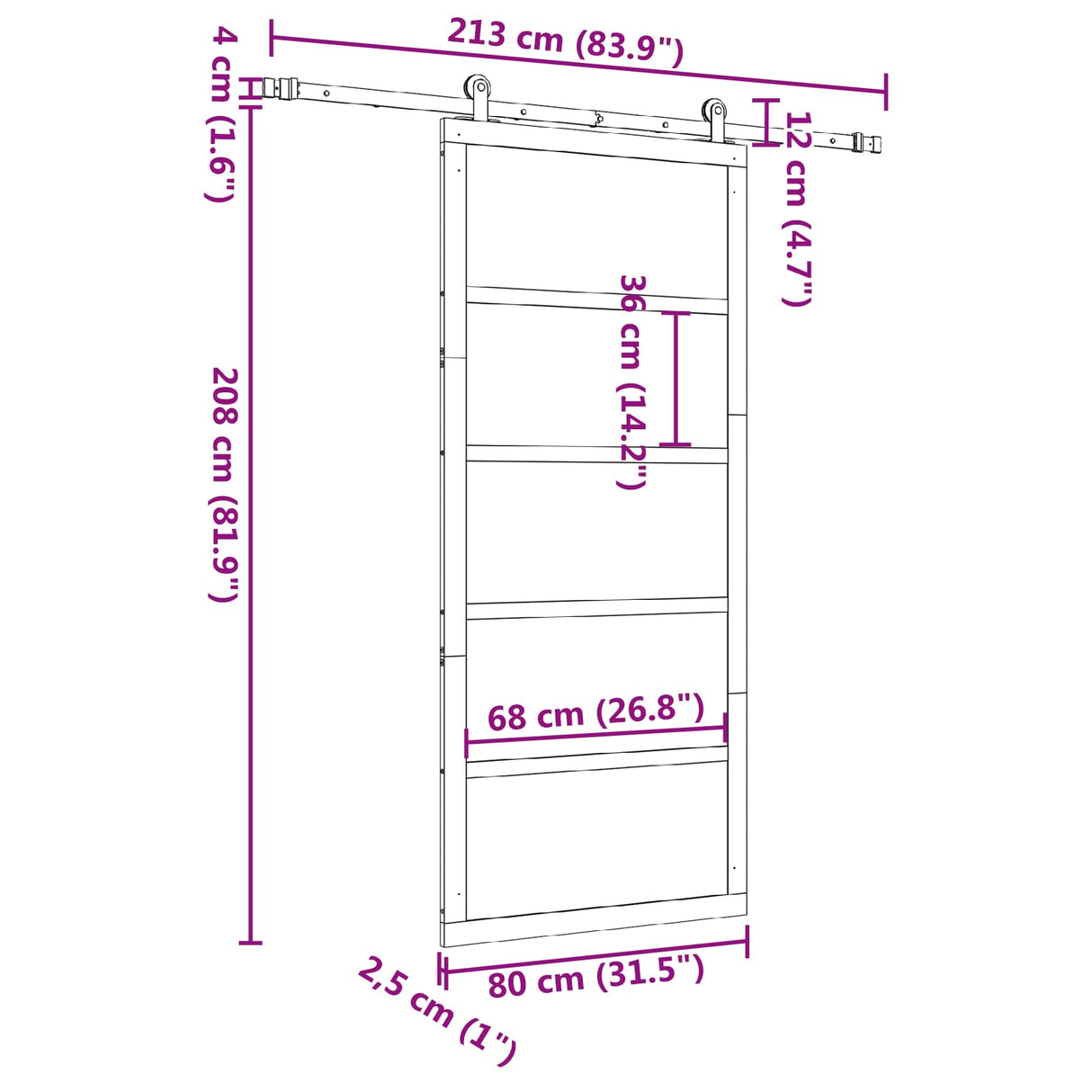 Sliding Door Natural 80 x 208 cm Solid Pine Wood