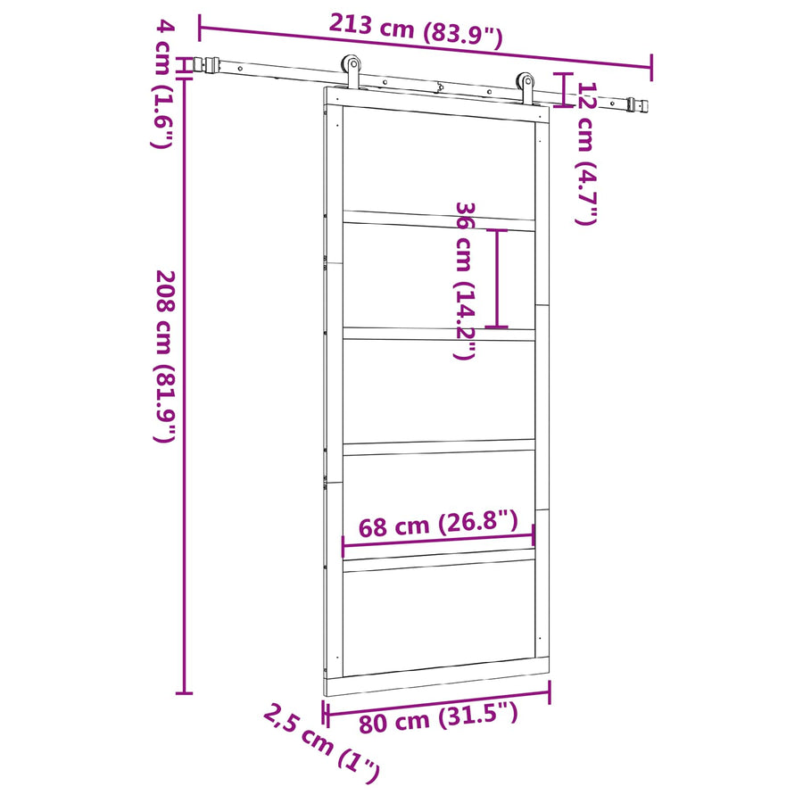 Sliding Door 80 x 208 cm Solid Pine Wood Natural