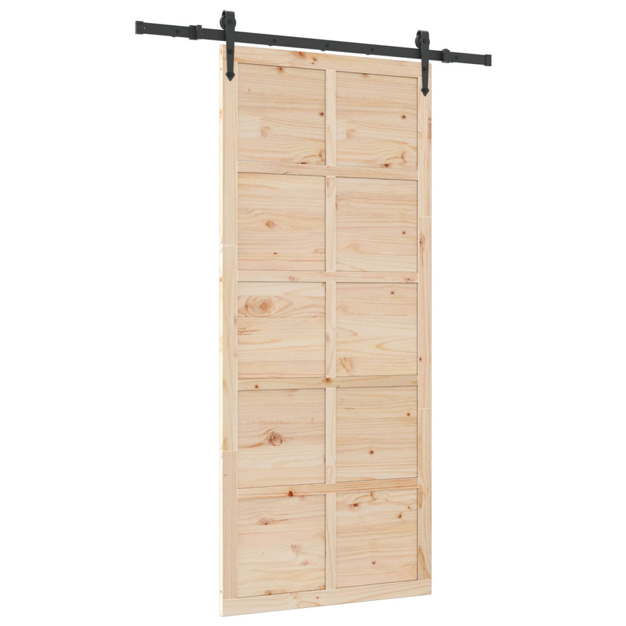 Sliding Door 80 x 208 cm Solid Pine Wood Natural