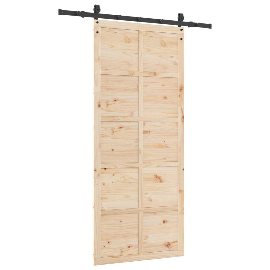 Sliding Door 80 x 208 cm Solid Pine Wood Natural