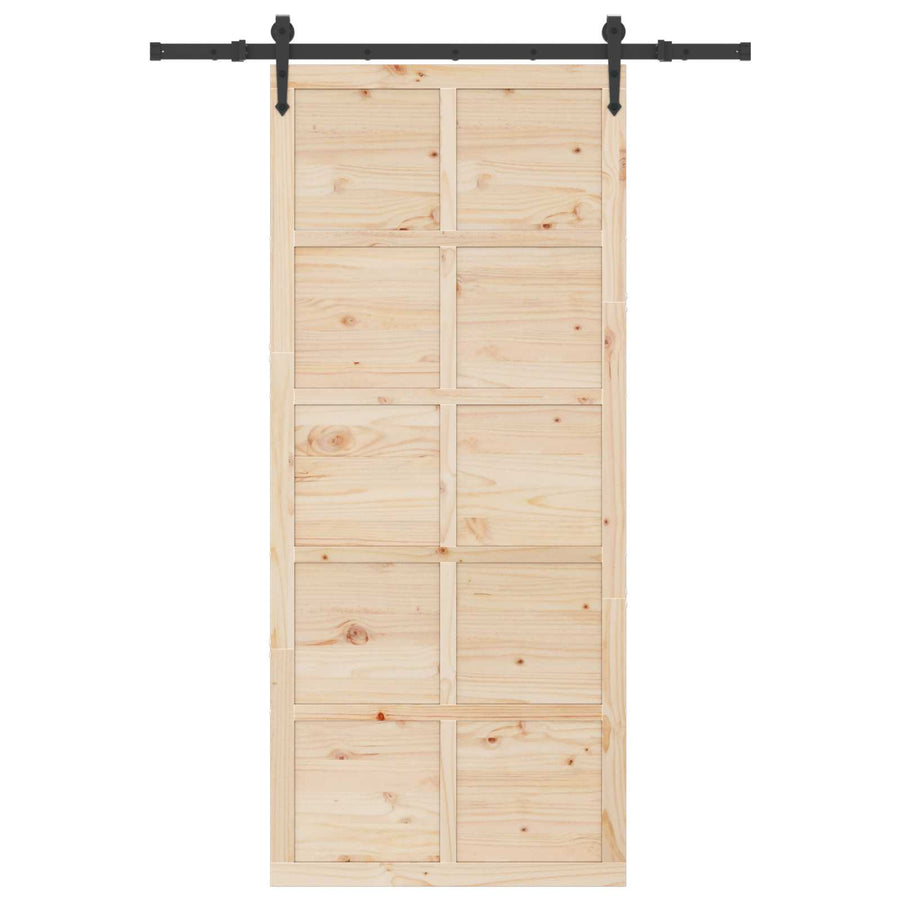 Sliding Door 80 x 208 cm Solid Pine Wood Natural