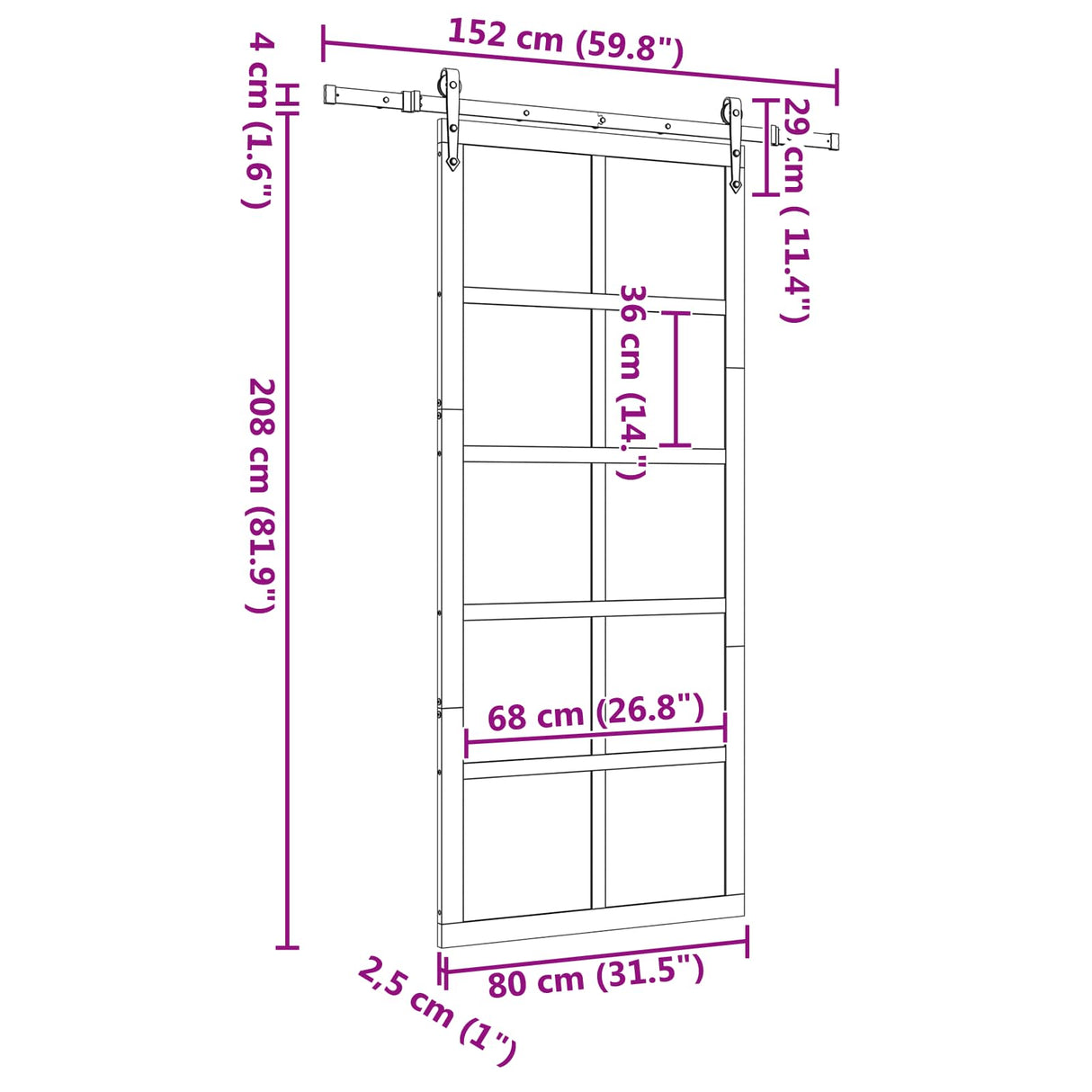 Sliding Door Natural 80 x 208 cm Solid Pine Wood