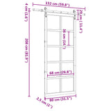 Sliding Door Natural 80 x 208 cm Solid Pine Wood - Low Angle