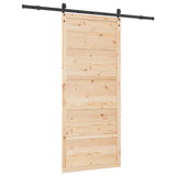 Sliding Door Natural 90 x 208 cm Solid Pine Wood - Rear View