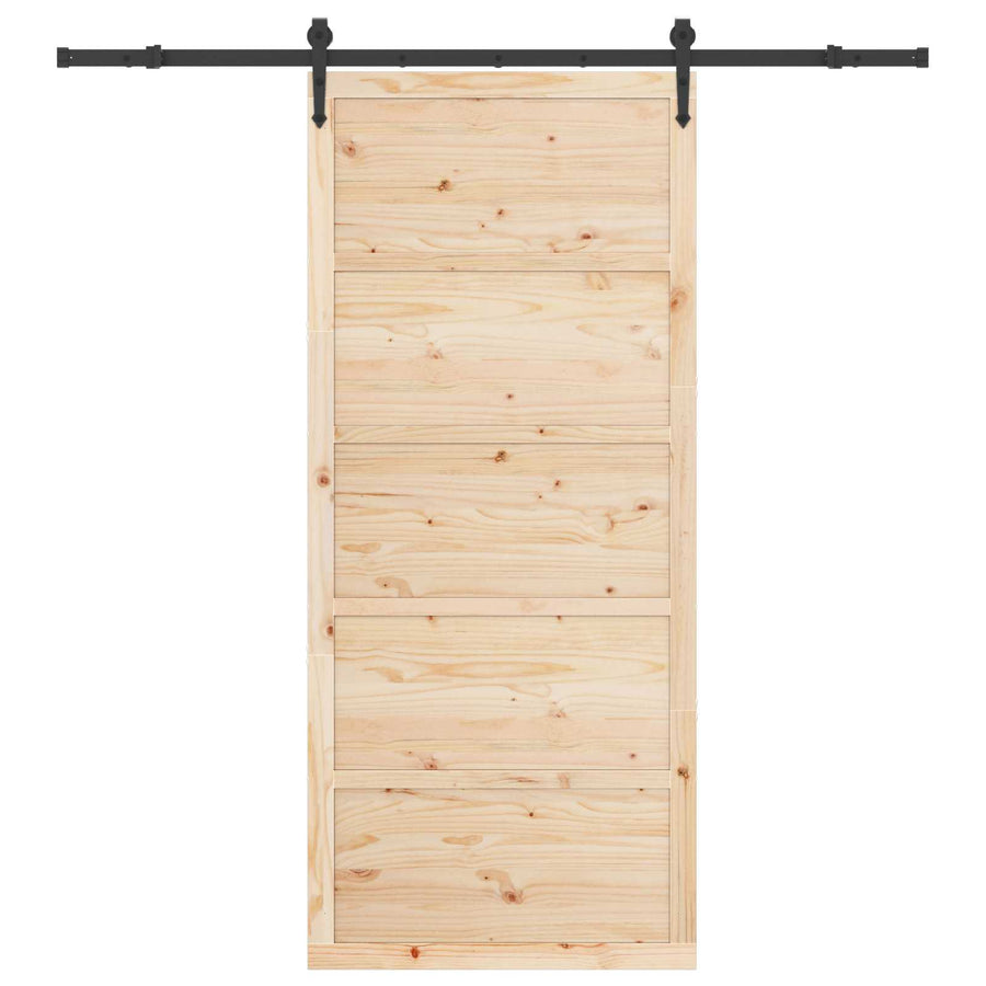 Sliding Door 90 x 208 cm Solid Pine Wood Natural