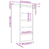 Sliding Door Natural 90 x 208 cm Solid Pine Wood - Low Angle