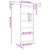 Sliding Door Natural 80 x 208 cm Solid Pine Wood - Low Angle