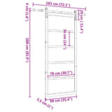 Sliding Door Natural 90 x 208 cm Solid Pine Wood - Low Angle