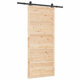Sliding Door Natural 80 x 208 cm Solid Pine Wood - Rear View