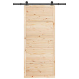 Sliding Door Natural 80 x 208 cm Solid Pine Wood - Top-Down View