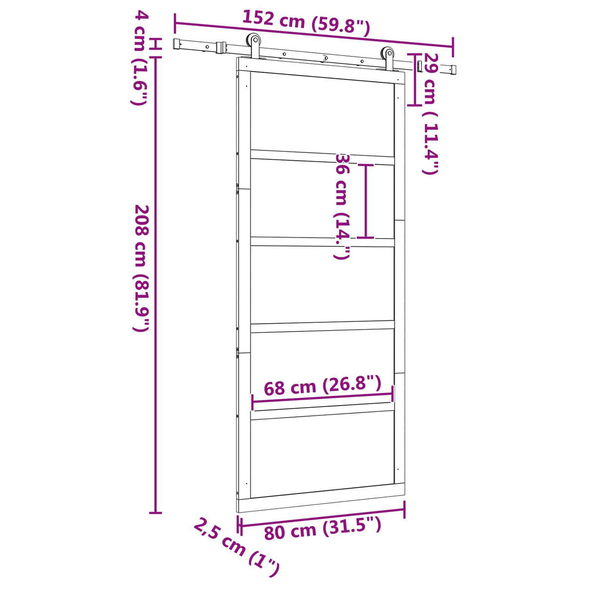 Sliding Door Natural 80 x 208 cm Solid Pine Wood