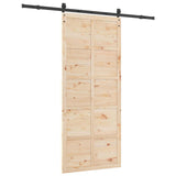 Sliding Door Natural 100 x 208 cm Solid Pine Wood - Rear View