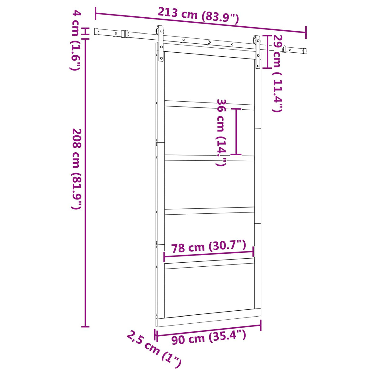 Sliding Door Natural 90 x 208 cm Solid Pine Wood