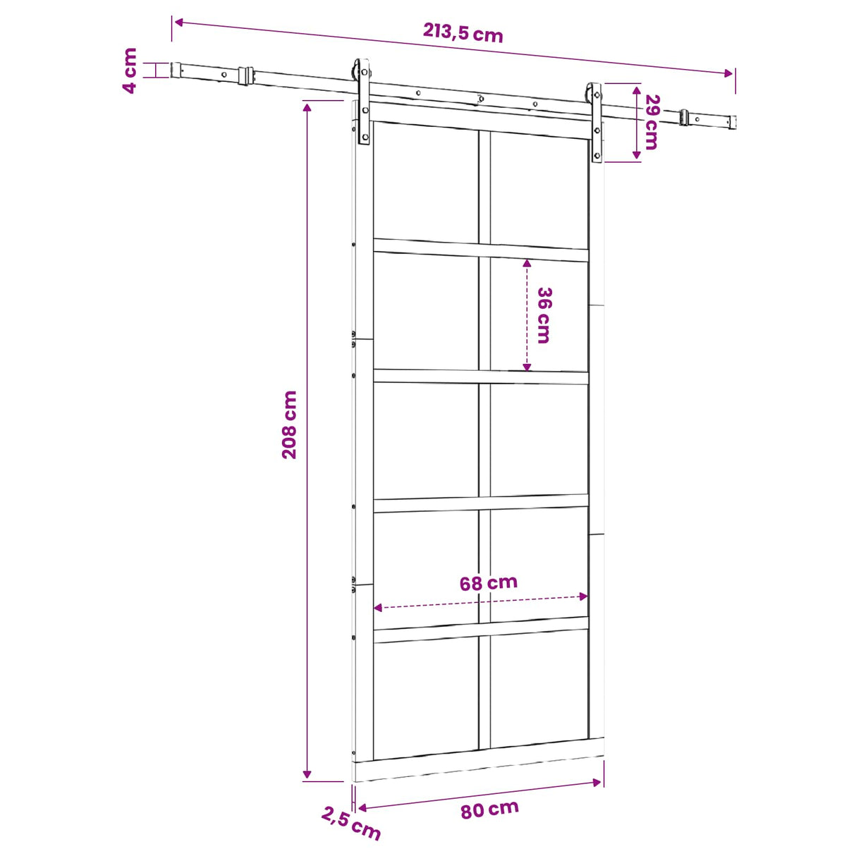 Sliding Door Natural 80 x 208 cm Solid Pine Wood