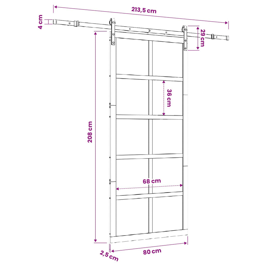 Sliding Door Natural 80 x 208 cm Solid Pine Wood
