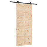 Sliding Door Natural 80 x 208 cm Solid Pine Wood - Rear View