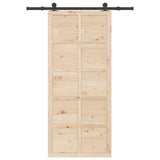 Sliding Door Natural 80 x 208 cm Solid Pine Wood - Top-Down View