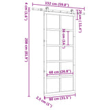 Sliding Door Natural 80 x 208 cm Solid Pine Wood - Low Angle