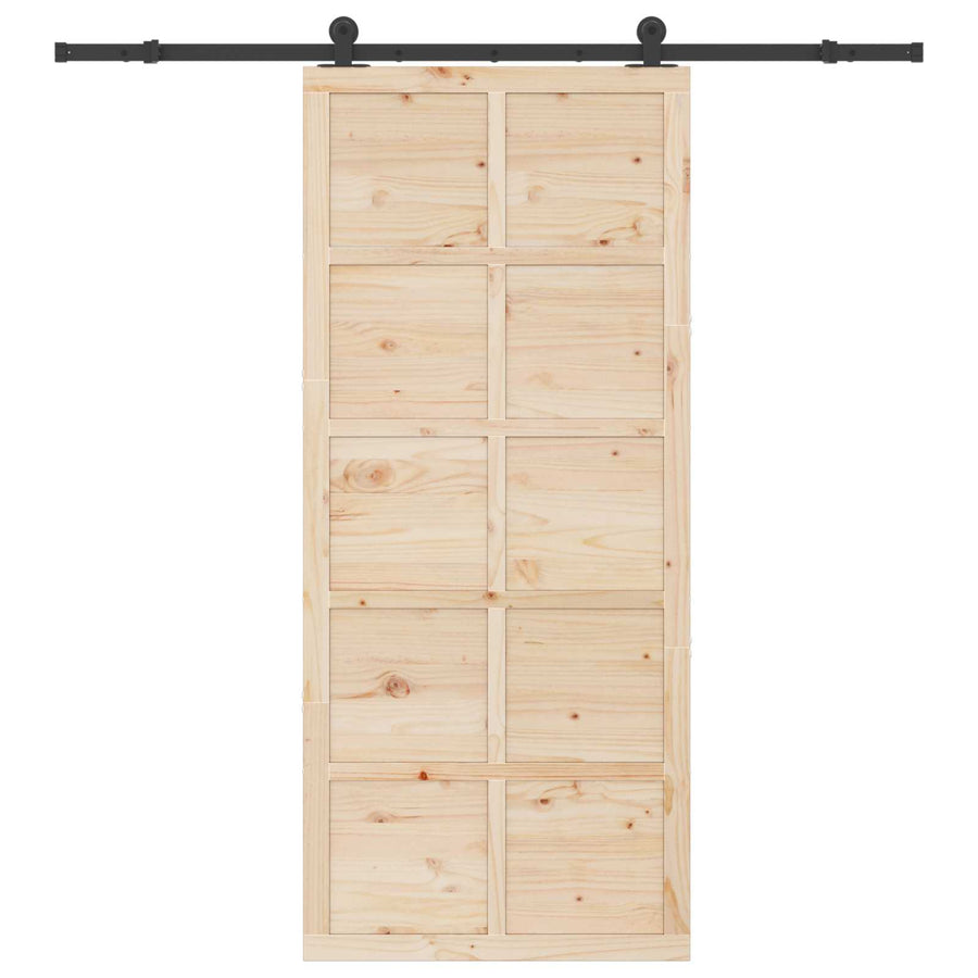 Sliding Door 90 x 208 cm Solid Pine Wood Natural