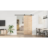 Sliding Door Natural 100 x 208 cm Solid Pine Wood - Close-Up Angle