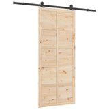 Sliding Door Natural 100 x 208 cm Solid Pine Wood - Rear View
