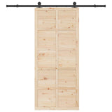 Sliding Door Natural 100 x 208 cm Solid Pine Wood - Top-Down View