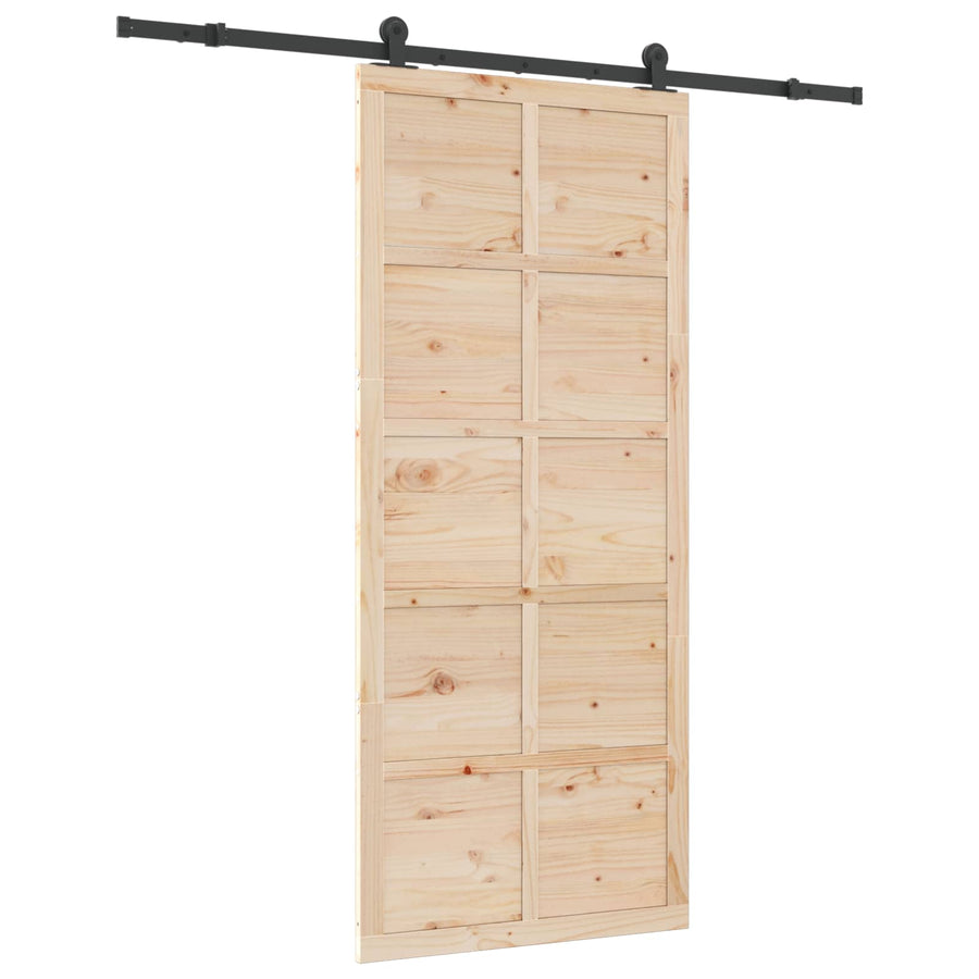 Sliding Door 80 x 208 cm Solid Pine Wood Natural
