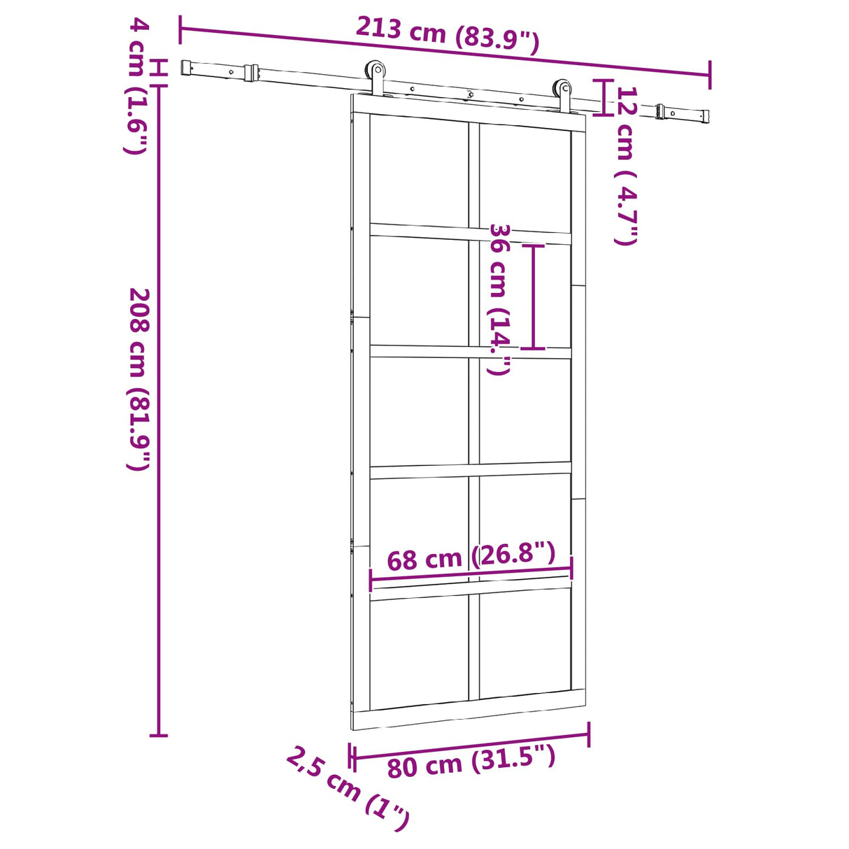 Sliding Door Natural 80 x 208 cm Solid Pine Wood