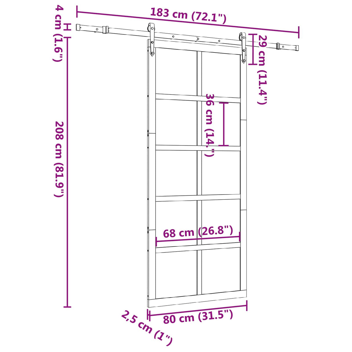Sliding Door Natural 80 x 208 cm Solid Pine Wood