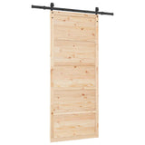Sliding Door Natural 80 x 208 cm Solid Pine Wood - Rear View