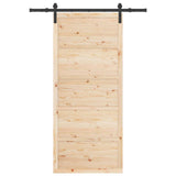 Sliding Door Natural 80 x 208 cm Solid Pine Wood - Top-Down View