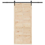 Sliding Door Natural 90 x 208 cm Solid Pine Wood - Top-Down View