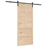 Sliding Door Natural 100 x 208 cm Solid Pine Wood - Front View