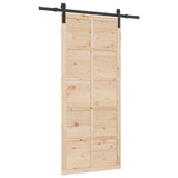 Sliding Door Natural 80 x 208 cm Solid Pine Wood - Front View