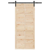 Sliding Door Natural 80 x 208 cm Solid Pine Wood - Top-Down View