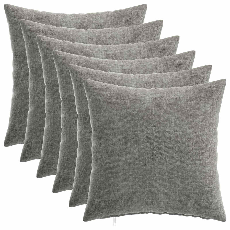 Throw Pillow 6 pcs HEERLEN Dark Grey 45 x 45 cm Chenille Fabric