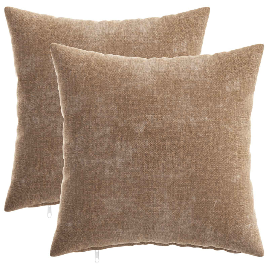 Throw Pillow 2 pcs HEERLEN Brown 45 x 45 cm Chenille Fabric