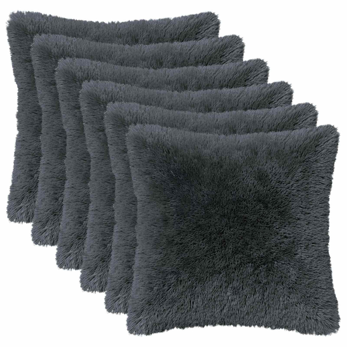 Cushion with Pillow HEERLEN 6 pcs Anthracite PV Fleece