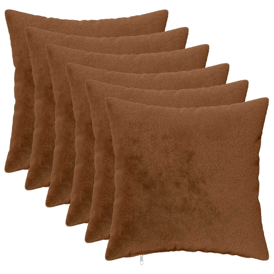 Throw Pillow 6 pcs HEERLEN Light Brown 45 x 45 cm Flannel
