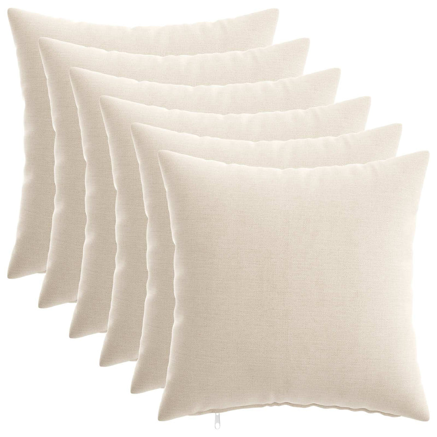 Throw Pillow 6 pcs HEERLEN Cream 50 x 50 cm Chenille Fabric