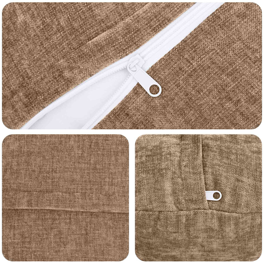 Throw Pillow 2 pcs HEERLEN Brown Dia. 40 cm Chenille Fabric
